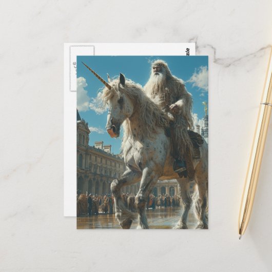 Eenhoorn in de stad briefkaart (Voorkant / Achterkant in situ)