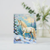 Eenhoorn in de winter briefkaart (Staand voorkant)