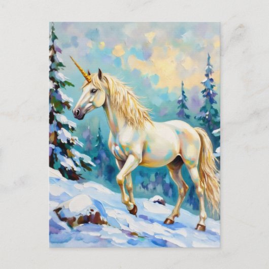 Eenhoorn in de winter briefkaart (Voorkant)