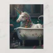 Eenhoorn in een bad briefkaart (Voorkant)