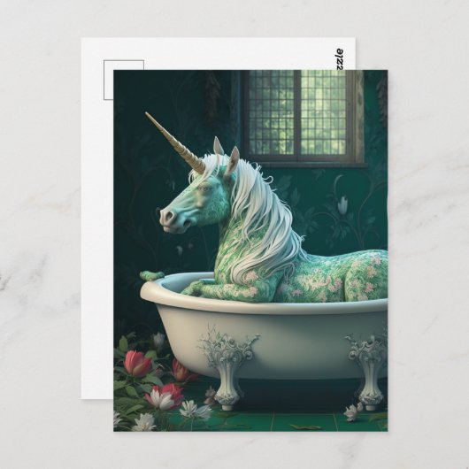 Eenhoorn in een bad briefkaart (Voorkant / Achterkant)