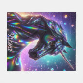 Eenhoorn in een magische sprankelende achtergrond fleece deken (Voorkant (Horizontaal))