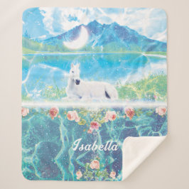 Eenhoorn in een paradijs droomwereld aangepast sherpa deken