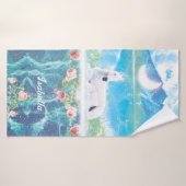 Eenhoorn in een paradijselijke droom Gepersonalise Badhanddoek (Badhanddoek)