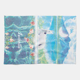 Eenhoorn in een paradijselijke droom Gepersonalise Theedoek