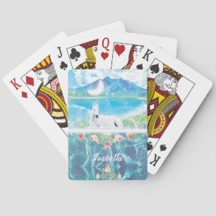 Eenhoorn in een paradijselijke droomwereld pokerkaarten