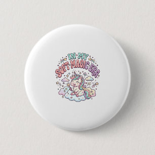 Eenhoorn in mijn zachte magische tijdperk Retro st Ronde Button 5,7 Cm