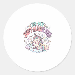 Eenhoorn in mijn zachte magische tijdperk Retro st Ronde Sticker