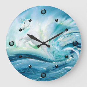 Eenhoorn in Ocean Waves Muur Klok