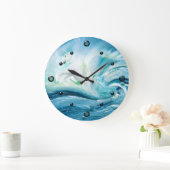 Eenhoorn in Ocean Waves Muur Klok (Huis)