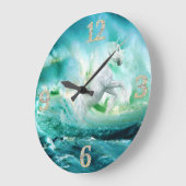 Eenhoorn in Ocean Waves Muur Klok (Hoek)