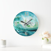 Eenhoorn in Ocean Waves Muur Klok (Huis)