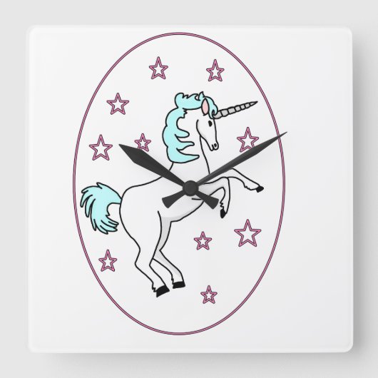 Eenhoorn in Paarse Ring met de Klok van de Muur (Voorkant)