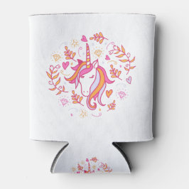 Eenhoorn in roze en oranje blikjeskoeler