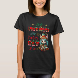 Eenhoorn in Santa's Elf Crew T-shirt
