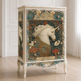 Eenhoorn in William Morris stijl Botanische Art No Tissuepapier