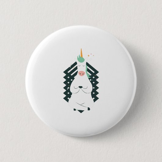 Eenhoorn in yogahouding ronde button 5,7 cm (Voorkant)