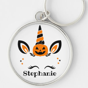 Eenhoorn Jack O Lantern Met Naam Sleutelhanger