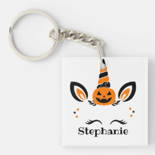Eenhoorn Jack O Lantern Met Naam Sleutelhanger