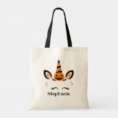 Eenhoorn Jack O Lantern Met Naam Tote Bag (Achterkant)