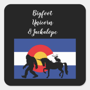 Eenhoorn Jackalope en Bigfoot Vierkante Sticker