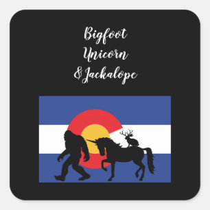 Eenhoorn Jackalope en Bigfoot Vierkante Sticker