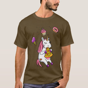 Eenhoorn Junk Food Schattigee Magische Pizza Paard T-shirt