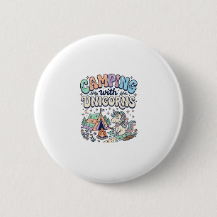 Eenhoorn Kamperen met Eenhoorns Kawaii Sticker en Ronde Button 5,7 Cm