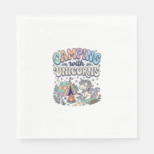 Eenhoorn Kamperen met Eenhoorns Kawaii Sticker en Servet