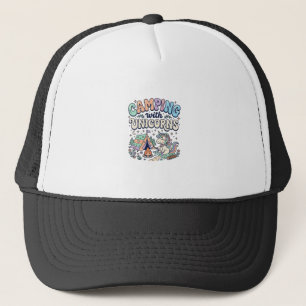 Eenhoorn Kamperen met Eenhoorns Kawaii Sticker en Trucker Pet
