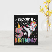 Eenhoorn Karate 5e Verjaardag Vijf 5 Jaar Oud Taek Kaart (Gele Bloem)