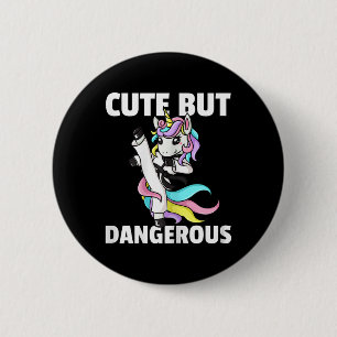Eenhoorn Karate Gift Girl Taekwondo Jiu Jitsu MMA Ronde Button 5,7 Cm