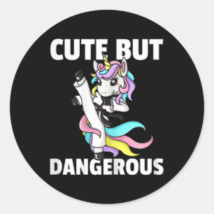 Eenhoorn Karate Gift Girl Taekwondo Jiu Jitsu MMA Ronde Sticker