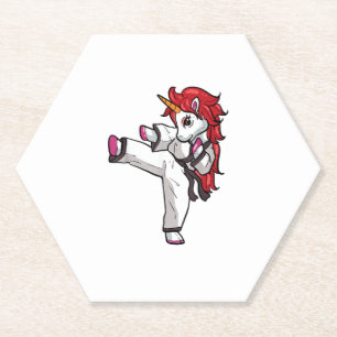 Eenhoorn Karate Meisje Taekwondo Jiu Jitsu MMA BJJ Kartonnen Onderzetters