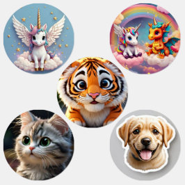 Eenhoorn, kat, hond, kleine cirkel Waterdicht Labe Labels
