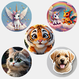 Eenhoorn, kat, hond, kleine cirkel Waterdicht Labe Labels