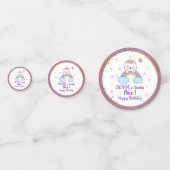 Eenhoorn Kat Regenboog Gouden Paarse 1e Verjaardag Confetti (Voorkanten)