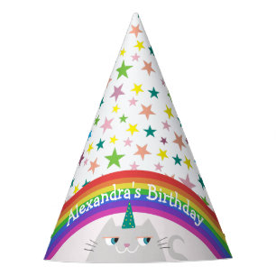 Eenhoorn Kat Regenboog Meisjes Verjaardag Feesthoedjes