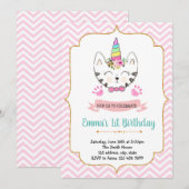 Eenhoorn kat verjaardagsuitnodiging kaart (Voorkant / Achterkant)