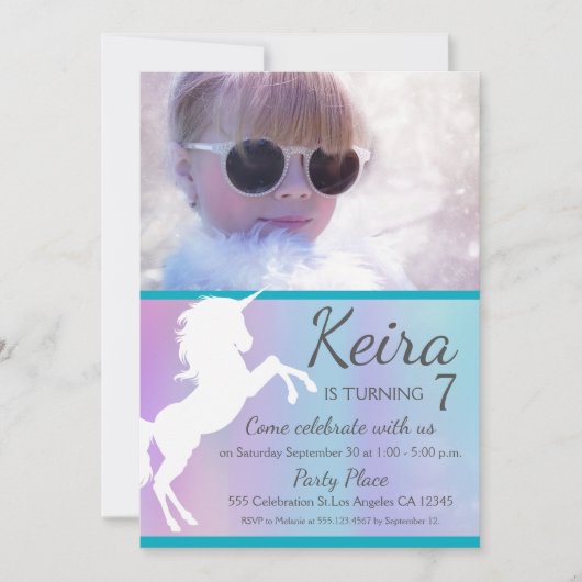 Eenhoorn, katoenen snoep kleuren, aangepaste foto  kaart (Voorkant)