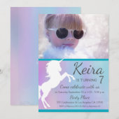 Eenhoorn, katoenen snoep kleuren, aangepaste foto  kaart (Voorkant / Achterkant)