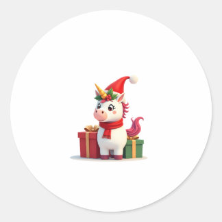 Eenhoorn Kerst Decoratie Kerstman Eenhoorn Kerst T Ronde Sticker
