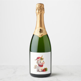 Eenhoorn Kerst Decoratie Kerstman Eenhoorn Kerst T Sparkling Wijnetiket