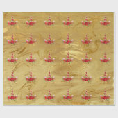 Eenhoorn Kerst Feestdagen Marmer Eenhoorn Goud Roo Cadeaupapier (Vlak)