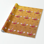 Eenhoorn Kerst Vakantie Red Gold Kraft Roos Cadeaupapier (Uitgerold)
