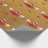 Eenhoorn Kerst Vakantie Red Gold Kraft Roos Cadeaupapier (Hoek)