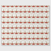 Eenhoorn Kerst Vakantie Rood Goud Glitter Wit Cadeaupapier (Vlak)