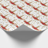 Eenhoorn Kerst Vakantie Rood Goud Glitter Wit Cadeaupapier (Hoek)