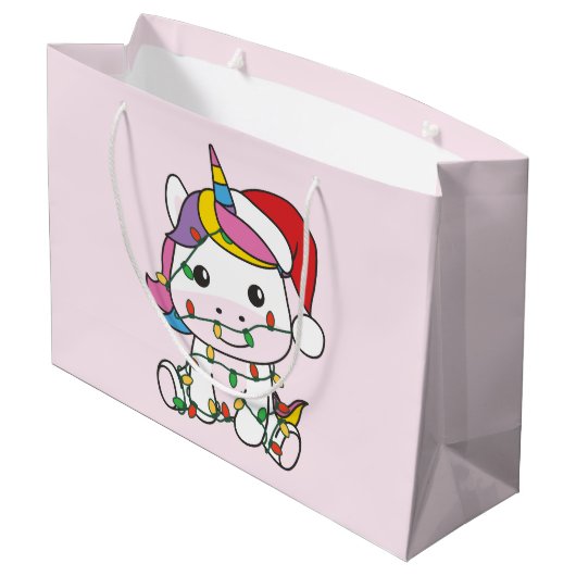 Eenhoorn Kerst Winter Dieren Vakantie Eenhoorns Groot Cadeauzakje (Achterkant Gekanteld)