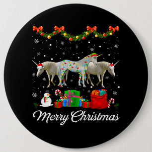 Eenhoorn Kerstboom Kerstmis Pyjama Lights Dieren Ronde Button 6,0 Cm